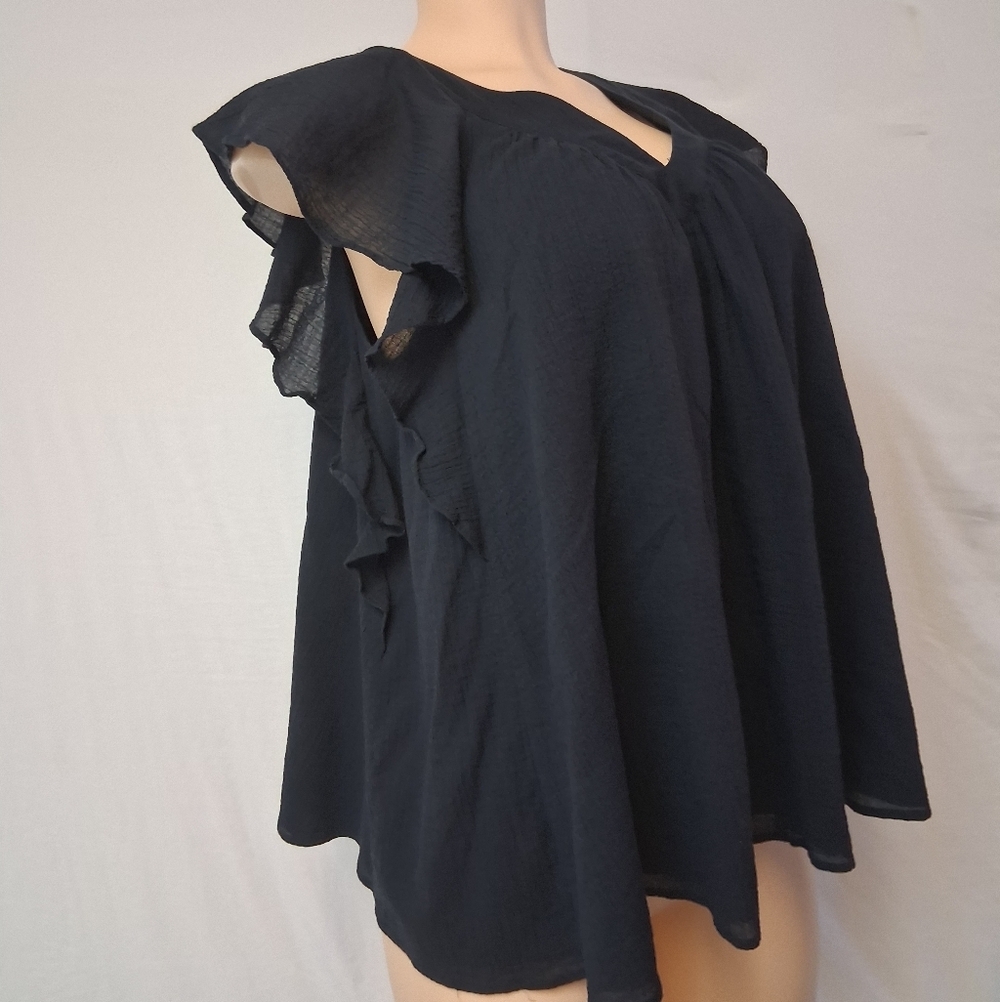 COS Black V-Neck Ruffle Blouse - Picture 12 of 17
